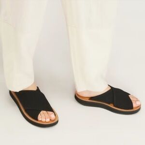 Black Mesh Slide Sandals